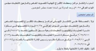 المفوضية تصادق على الانتشار النهائي لمراكز الاقتراع الخاص والنازحين